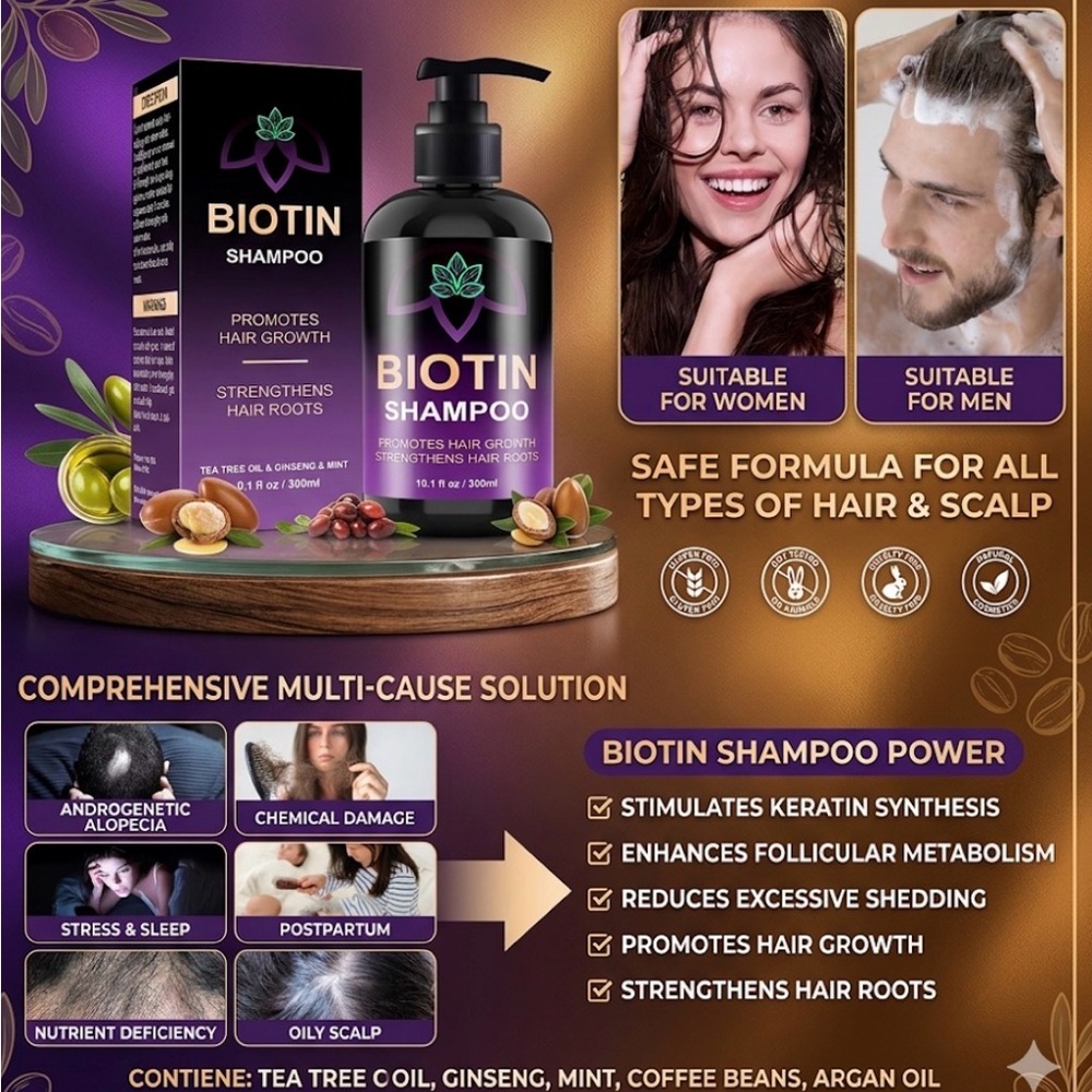 Oely Biotin Shampoo for Hair Growth & Thickening – Sulfate Free, 10.1 fl oz